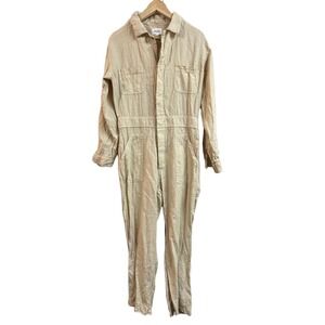 MATE‎ the Label Women Medium Natural Utility Workwear Jumpsuit Long Sleeve Linen